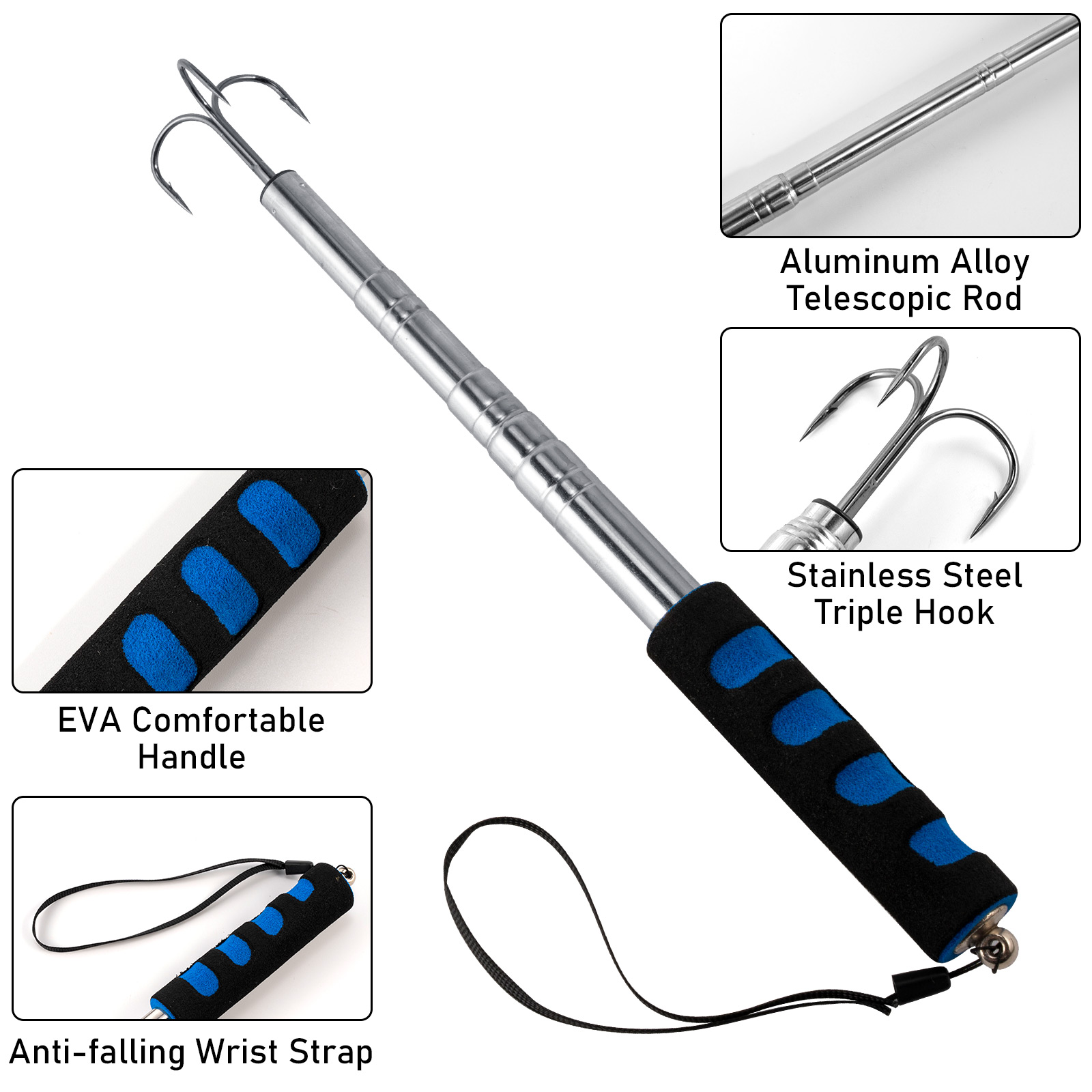 Telescopic Fishing Gaff Stainl - đánh giá và giá Fishing Rod Telescopic