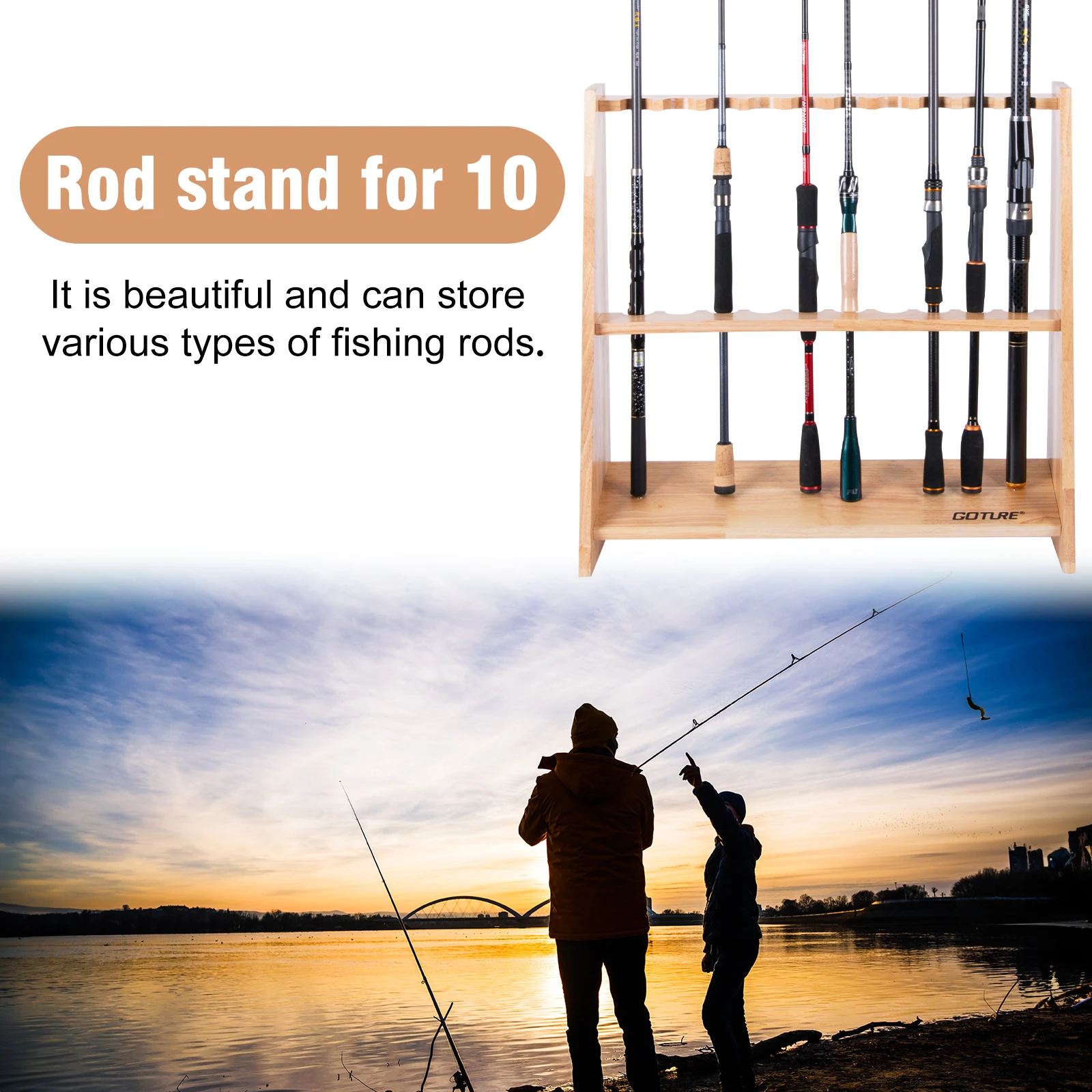 Goture Wooden Fishing Rod Hold - đánh giá và giá Fishing Rod Rack