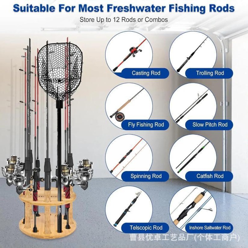 Round Solid Wood Fishing Rod S - đánh giá và giá Fishing Rod Rack